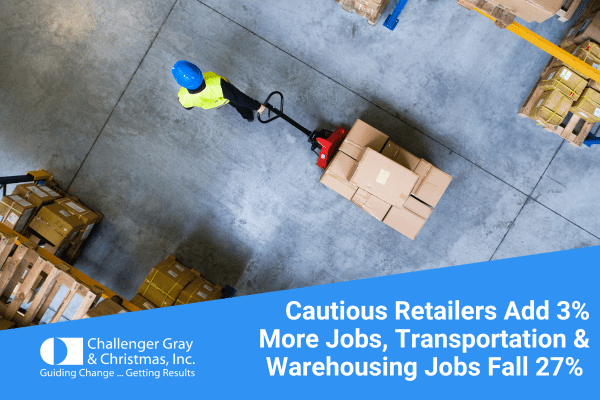 Cautious Retailers Add 3 Percent More Jobs, Transportation & Warehousing Jobs Fall 27 Percent